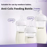 [Ready Stock] Newborn Baby Bottle Patented Anti-Colic Breast-Like Silicone Nipple Anti-Choking Heat 