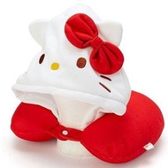 Sanrio - (Hello Kitty) 日本Sanrio 多用途旅行 U型連Hello Kitty造型帽 微粒子頸枕