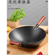 Iron Wok Home Cooking Wok Cast Iron Wok Non-Coated Non-Stick Wok Flat Bottom Induction Cooker Gas St