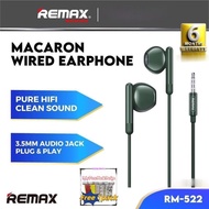 REMAX RM-522 Earphone Wired Earphone 3 5mm Audio Jack Earphone Macaron Earphone With Mic Earphone Wi