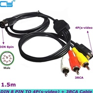 Din 8 Pin to S-video 4P Male 3-RCA Male Audio Adapter Cable For DVD, T