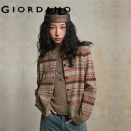 GIORDANO WOMEN Contrasting jacquard stripe cardigan 18355815