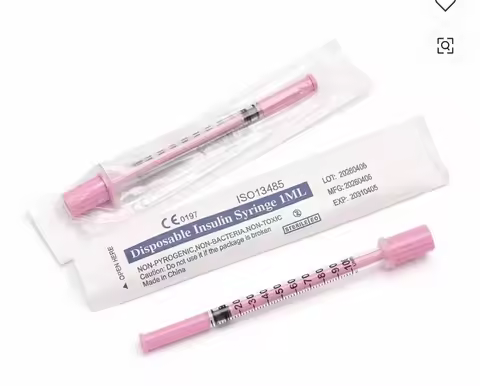 Pink Purple Insulin Syringe 0.3ml 0.5ml 1ml for Human Veterinary Insulin yringe