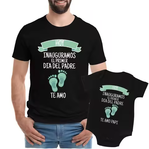 My First Father's Day Family Outfits Daddy Tshirt +Baby Romper 1st Father's Day Family Matching Outf