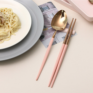 韓國SSUEIM Mariebel系列莫蘭迪不鏽鋼餐具2件組-粉色