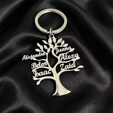 1-6 Names Customized Tree Of Life Keychain for Family Members Name Personalized Stainless Steel Keyr