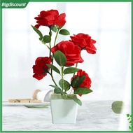 <BIG> Artificial Plant Pot Rose Desktop Decor Faux Silk Flower Indoor Outdoor Imitation Flower Pot f