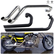 Motorcycle Dual Exhaust Full System Muffler Black Chrome Double Silencer Pipe For Yamaha Virago 535 