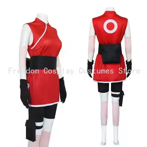 w;3'c\6,b'Anime Haruno Sakura Cosplay Shippuden Costume Wig Female Girls Skirt Unisex Ninja Cartoon 