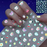 1PCS Cartoon KT Kuromi Melody 5D Luminous Nail Sticker Set Nail Art Decoration Anime Nail Art Suppli