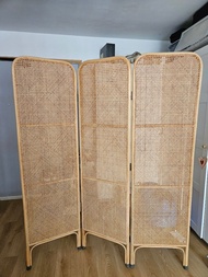 日式屏風，三摺藤編屏風