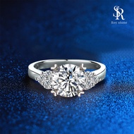 RoyStone - Cincin Moissanite Springkle Love Sertifikat GRA Perhiasan Silver 925 Lapis Emas 18K