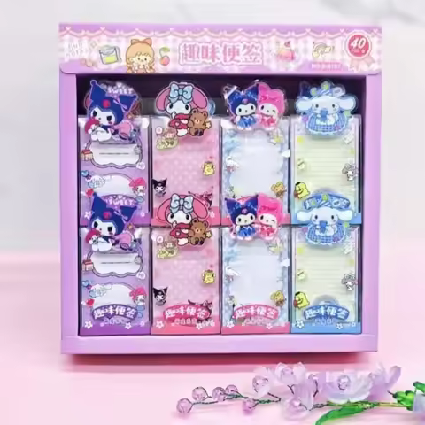 40pcs/lot Sanrio Kuromi Melody Cinnamoroll Memo Pad Cute Stationery Label Notepad Planner Sticker Po