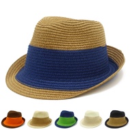 Straw Hat Women Men Fedora Hats Trilby Caps Panama Summer Fedora Jazz Hat Breathable Fashion Derby Short Brim Sunhat Cap