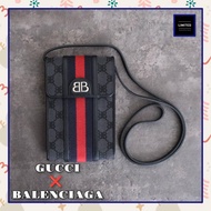 GUCCI x BALENCIAGA Hacker Vertical Phone Bag Canvas in Black 