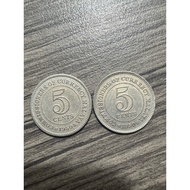 1950 STRAITS SETTLEMENT 5 CENTS total 2 pcs