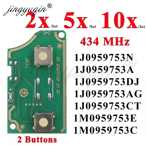 2/5/10pcs 1J0959753A/N/DJ/AG/CT 1M0959753E/C 434Mhz For Skoda Seat VW Passat Golf Polo MK4 2BTN Remo