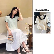 Mongtoghi hollow polo neck knit sweater for women, new style French basic, simple, easy to wear, ele