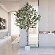 6/7/8 Feet High Simulation Olive Tree, Fake Potted Olive Tree with Branches Leaves Fruits, Fake Plan