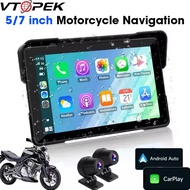 Vtopek 5"/7" inch Motorcycle DVR GPS Navigation Multimedia Player Wireless CarPlay Android Auto IPX7