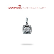 Shing Heng 9K White Gold Diamond Square Pendant