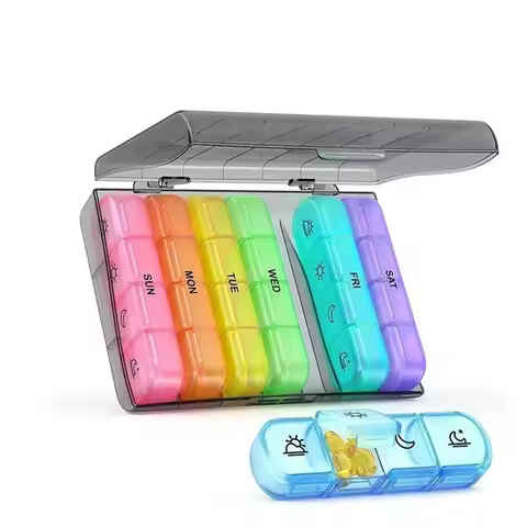 Pill Cases Box Organizer 7 Days 21/28 Grids 3/4 Times Portable Travel with Large Compartments for Vi