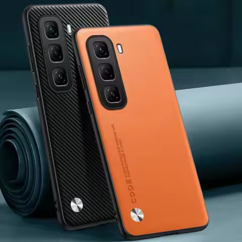 For infinix Hot 50 Pro Plus Carbon Fiber PU Leather Hard Cover Case,Matting Anti-Shock Hard Case For