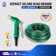 Paket Semprotan Selang Air 1/2 5/8 3/4 Inch, Hijau Anti Lumut 20-25 Meter Jet Spray Taman Perkebunan