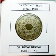 Indochina Coin 5 Cent Old Goddess 193x. Collectible