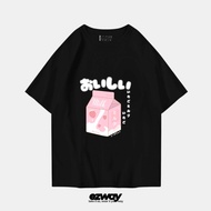 Ezway Oversize Strawberry Milk T-Shirt | Unisex Kids Crop Oversize T-Shirt