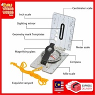 Foldable Navigation Camping Baseplate Compass Ruler Map