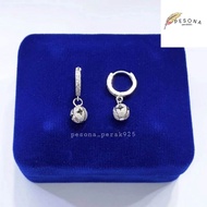 ANTING PERAK ASLI SILVER 925 LAPIS EMAS MODEL JEPIT GANTUNGAN BOLA UKIR PASIR