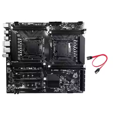 XB-Dual-Socket X99 Motherboard+ SATA Cable LGA2011-3 Supports 8X DDR3 RAM Dual Ethernet Ports For E5