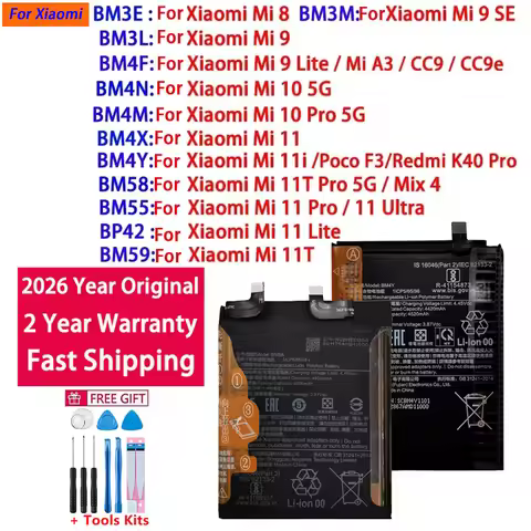 2026 Years Original BM4F BM4Y BP42 BM55 BM58 BM59 Battery For Xiaomi Mi 8 9 10 11 11i 11T Mix 4 Ultr