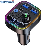 FM Transmitter Car Charger 2.4A Supports Bluetooth-Compatible 5.3 Car USB Charger Dual USB AUX Input LED Display 12V-24V