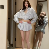 VKSOD | ชุด OOTD สำหรับสาวแซ่บ เสื้อโปโลสีฟ้าและกระโปรงสั้น