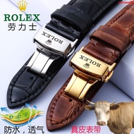 Rolex Watch Strap Men Women Genuine Leather Crocodile Pattern Watch Strap Stainless Steel Butterfly Buckle Daytona Water Ghost 20mm+W125