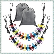 [h5bl3j6wj.ph] 2 Pack Travel Clotheslines with 12 Colorful Clips Each & 2 Bags, Cruise RV & Camping 