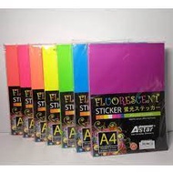 ASTAR A4 MIX FLUORESCENT STICKER 100's 85GSM