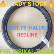 TAYAR BASIKAL FKR 20X1.75  RED LINE / BLACK (HALUS)