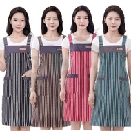 Cotton Apron Kitchen H-Type Strap Design Denim Apron Unisex With Front Pocket Apron Kitchen Chef App