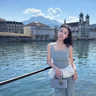 DIOR D-Joy橫版中號藍色牛仔黛妃手提斜背包26*13.5*5 98新配件塵袋