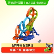 Trek kereta lumba mainan Hot Wheels untuk kanak-kanak lelaki, trek elektrik Hot Wheels dengan empat 