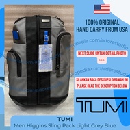 TUMI Higgins Sling Bag Canvas Grey List Blue TUMI Men Higgins Sling Pack Light Grey Blue Tas Selempa