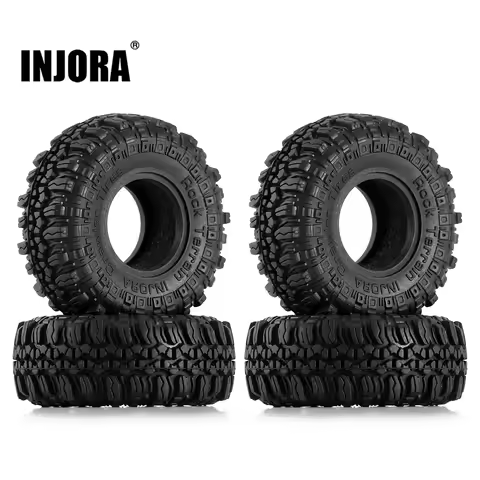 INJORA 1.0" Soft Rubber Wheel Tires 56*22mm Rock Terrain for 1/18 1/24 RC Crawler Car Axial SCX24 TR