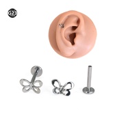 F136 Implant Grade Titanium Alloy Hollow Butterfly Lip Stud Earrings Ear Bone Studs Ear Screen 1.2mm