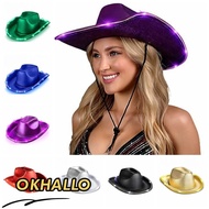 OKHALLO Light Up Cowgirl Hat, Composite Shiny Space Cowgirl Hat, Durable LED Comfortable EVA Cowboy 