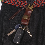 BUCKS Retro Key Holder, Handmade Vintage Genuine Leather Keychain, Leather Pendant Cowhide Waist Han