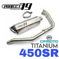 Project79 Full System Exhaust CFMoto 450SR 450 SR SR450 Stainless Steel Manifold + Titanium Muffler 