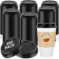 500 Pack Hot Drink Lids Plastic Lid Dome Coffee Cup Lid Easy Flow Anti Spill Design Fits Most 10 to